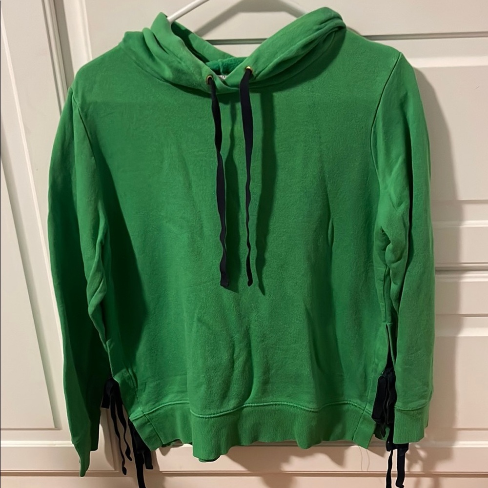 Green Hoodie with Navy Drawstrings